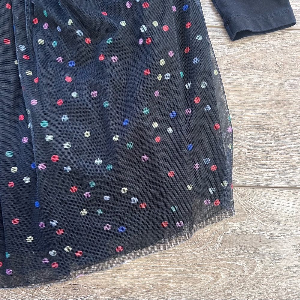 Hanna Andersson Black Tulle Confetti Long Sleeve Dress Girls Sz 8 Birthday Party - Picture 6 of 9